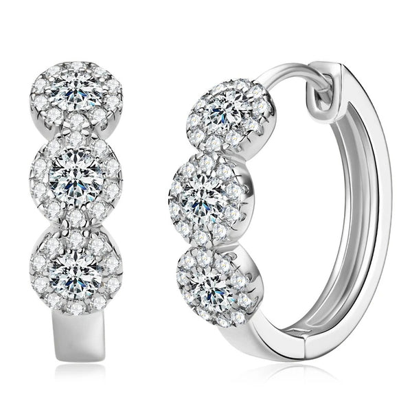 Moissanite Three-Stone Hoops