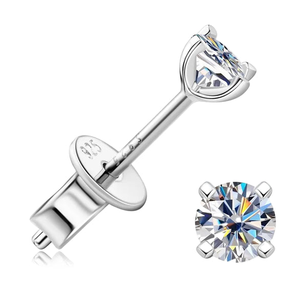 Moissanite Solitaire Stud Earrings