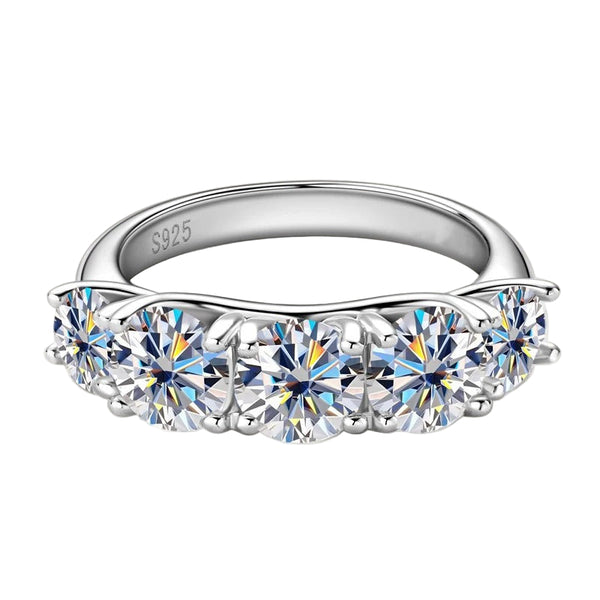 Moissanite 5 Stone Wedding Band Luxury Ring