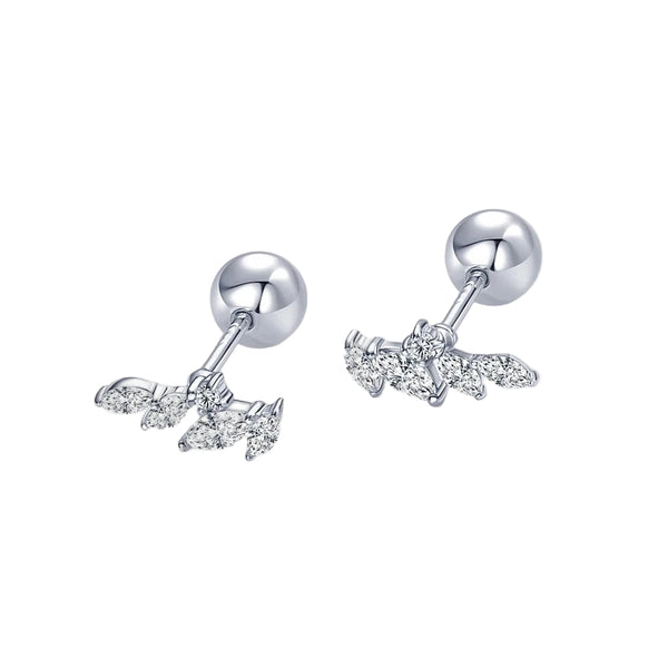 Moissanite Leaf Stud Earrings
