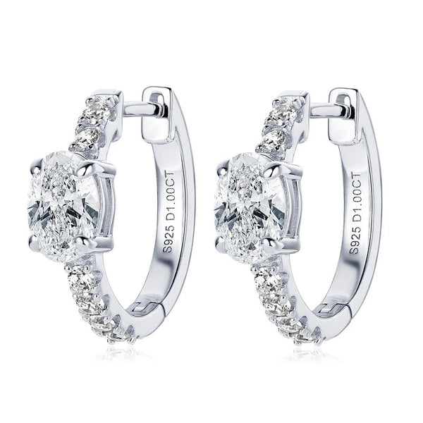 1.0CT Oval Moissanite Hoop Earrings