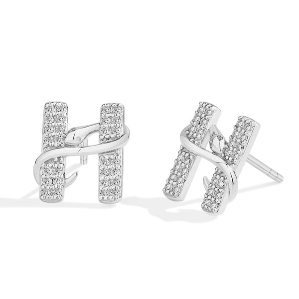 Luxury Letter H Moissanite Stud Earrings