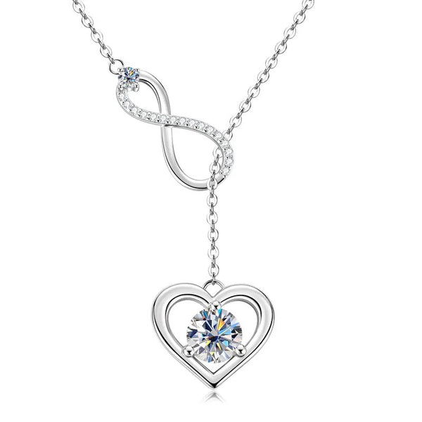Elegant Infinite Heart Moissanite Necklace – 925 Silver Jewelry